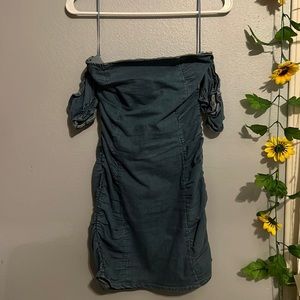 mini jean off the shoulder dress, brand is shein, size small